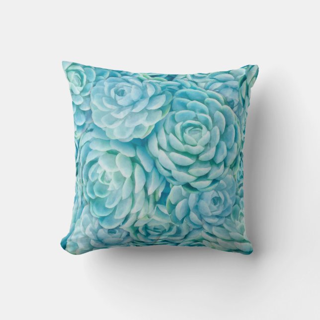 Coussin Succulents bleus (Recto)