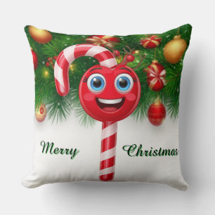 Coussin Sucette festive en forme de canne à bonbon avec vi