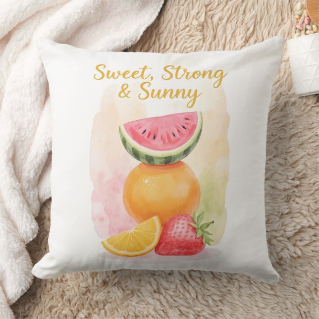 Coussin Sucré, fort et ensoleillé - Aquarelle Fruit (Couverture)