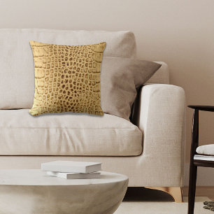 Coussin sud-ouest Brun or Alligator Cuir