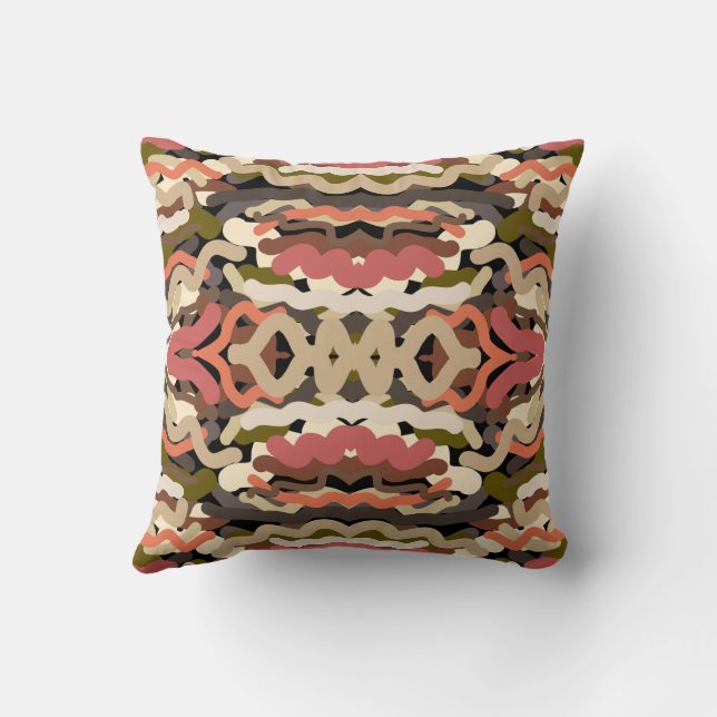 Coussin Sud-Ouest Squiggly Laid Terre Tone Abstrait (Verso)