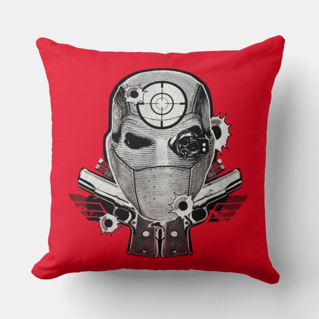 Coussin Suicide Squad | Deadshot Mask & Guns Tattoo Art (Recto)