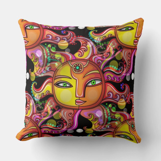 Coussin Sun Face contemporain (Recto)