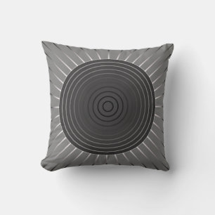 Coussin Sunburst géométrique moderne - Hématite foncé gris