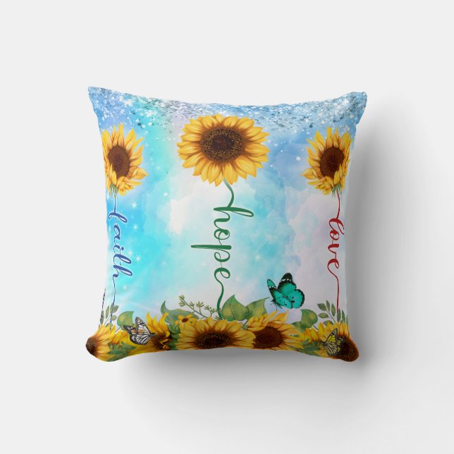 Coussin Sunflower Jaune Amour Foi de l'Eté Automne (Recto)