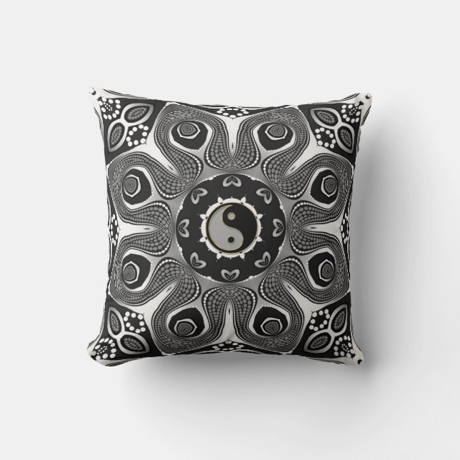 Coussin Sunflower Yin Yang Moderne Tribal Art Cuchion (Recto)
