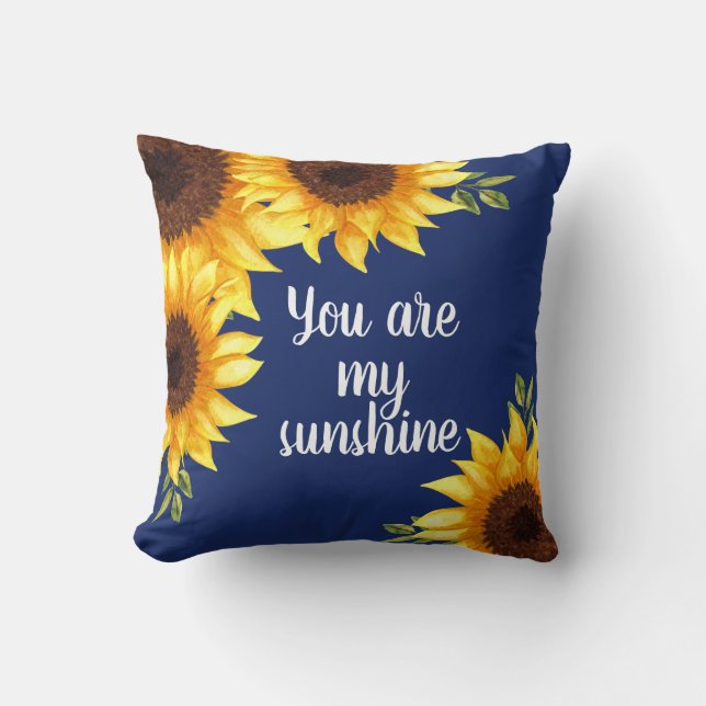 Coussin Sunflowers Navy Blue Chic Vous Êtes Mon Soleil (Recto)