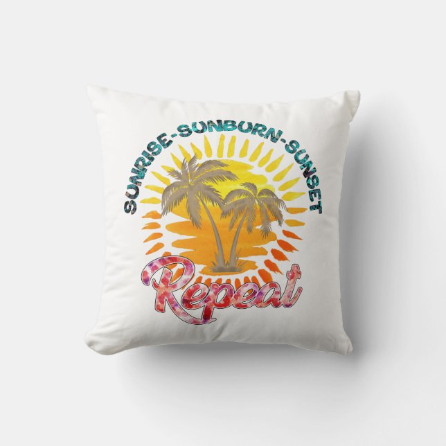 Coussin Sunrise-Sunburn-Sunset-Repeat | Palmiers d'or (Recto)