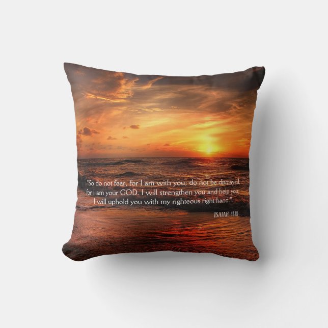 Coussin Sunset Beach Ne Crains Pas Isaiah 41:10 Poster (Recto)