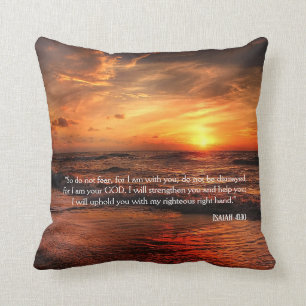 Coussin Sunset Beach Ne Crains Pas Isaiah 41:10 Poster