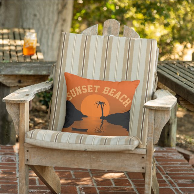 Coussin Sunset Beach Tropical Orange Sunset (Chaise)