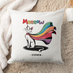 Coussin Super Cat Meeeow - Rainbow Cape Pride Cat