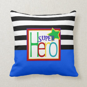 Coussin Super Hero Bleu, Noir, Rouge, Vert