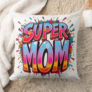 Coussin Super Mom Cite les graffitis de la fête des mères