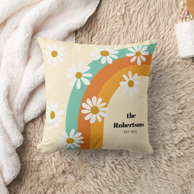 Coussin Super Rainbow 1970s Style Boho Personnalisé (Couverture)