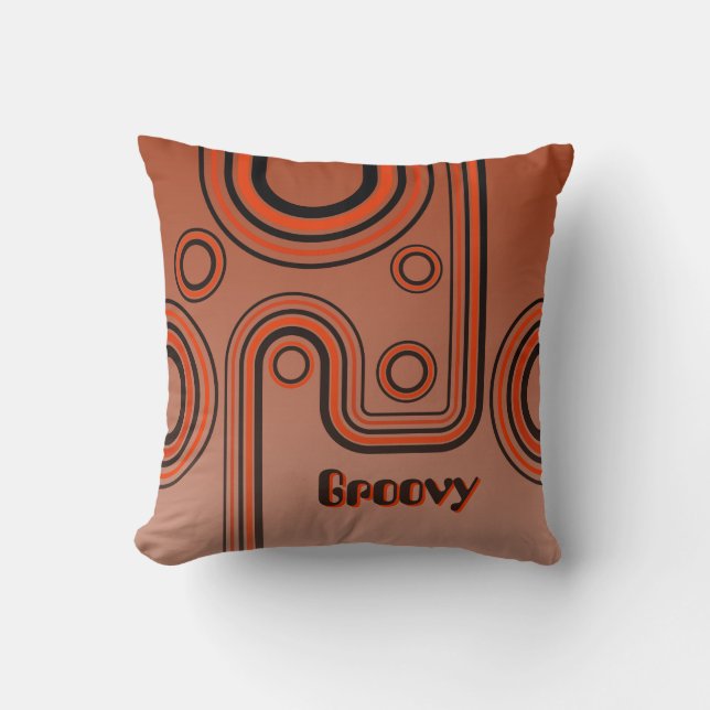 Coussin Super Retro 1960 Design linéaire Burnt Orange (Recto)