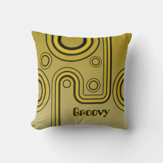 Coussin Super Retro années 1960 Design linéaire Jaune et n