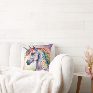 Coussin Superbe aquarelle colorée Appaloosa Unicorn