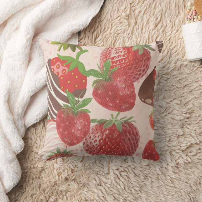 Coussin Superbe conception de fraise trempée au chocolat (Couverture)