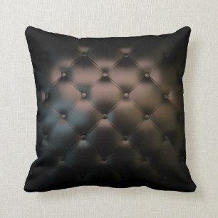 Coussin Superbe texture en cuir noir