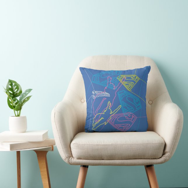 Coussin Supergirl et logo en couleurs (Chaise)