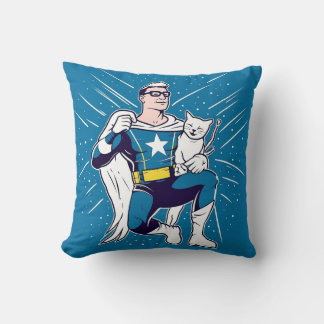 Coussin Superhero avec son chat