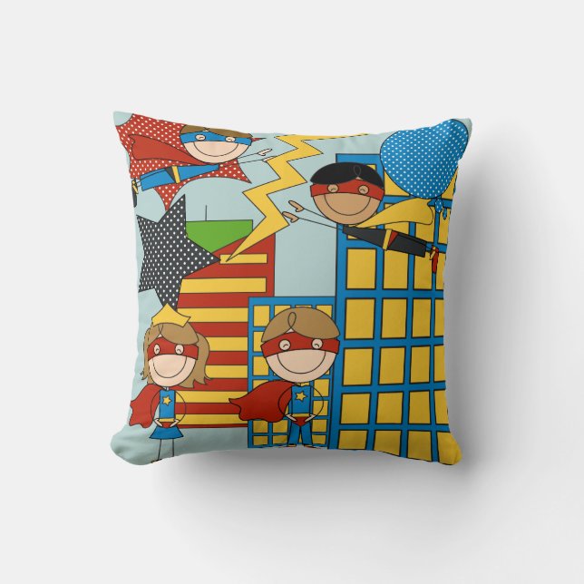 Coussin Superhéros dans la ville Pilllow (Recto)