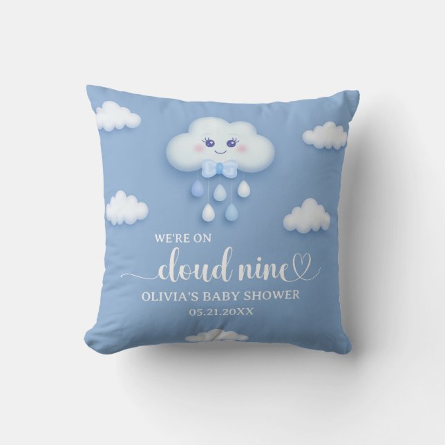 Coussin Sur Cloud 9 mignon Baby shower garçon bleu Jeter o (Recto)