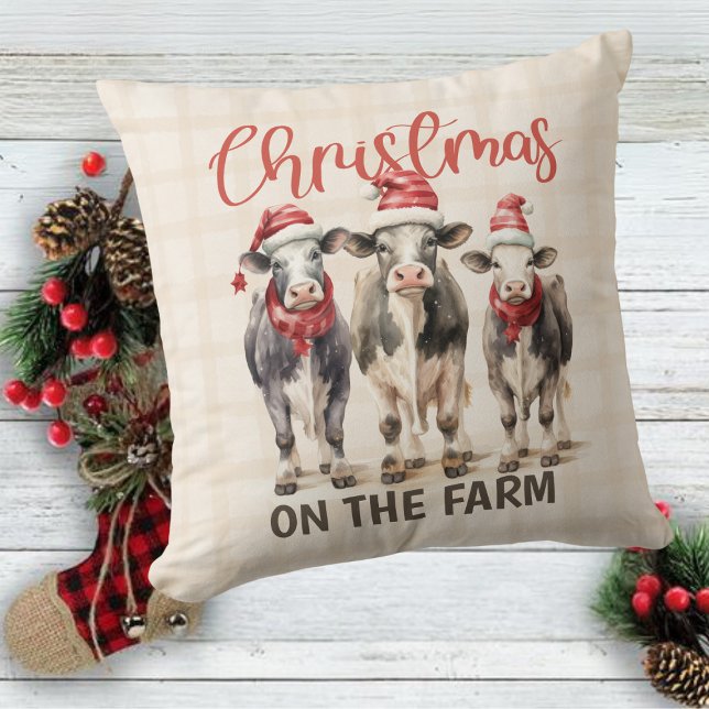 Coussin Sur La Ferme Campagne Vaches Noël (Créateur téléchargé)