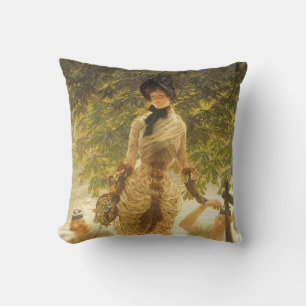 Coussin Sur la Tamise par James Tissot, réalisme Vintage