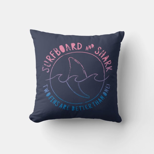 Coussin Surf Et Requin Drôle Surfer Surf Été (Recto)