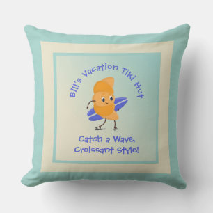 Coussin Surfeur au croissant humoristique avec texte du no