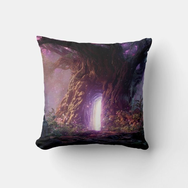 Coussin Surreal Enchanted Tree With Glowing Portal (Recto)