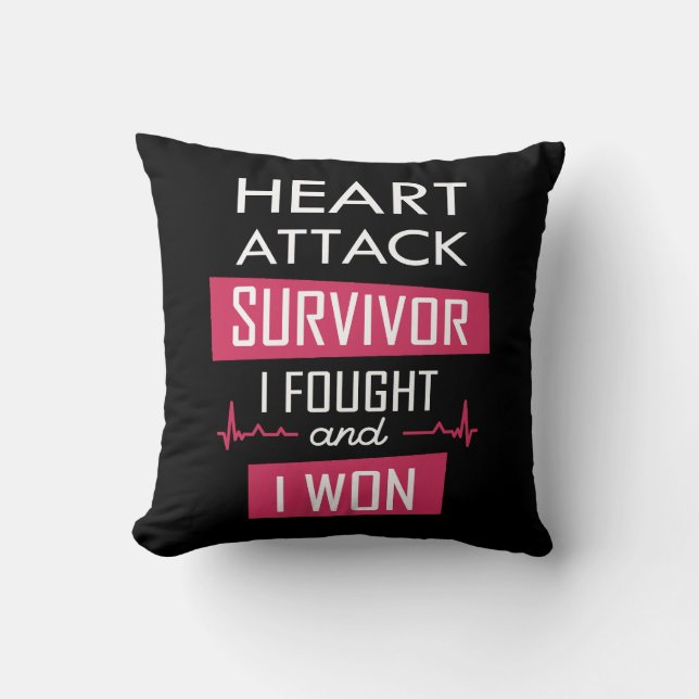 Coussin Survivant de l'attaque cardiaque, je me suis battu (Recto)