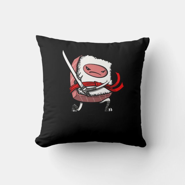 Coussin Sushi Samurai Ninja Kawaii Alimentation japonaise (Recto)