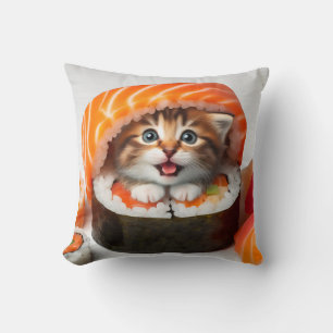 Coussin Sushi with a cat adorable colorful