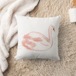 Coussin Swan rose et or