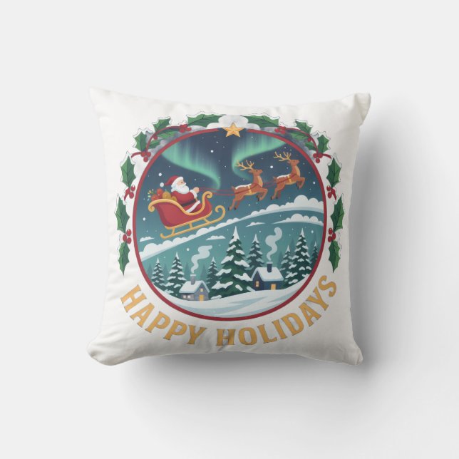 Coussin sweatshirt Joyeuses Fêtes (Recto)