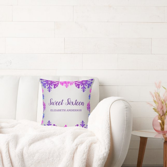 Coussin Sweet 16 Flocon de neige hivernal Anniversaire (Canapé)