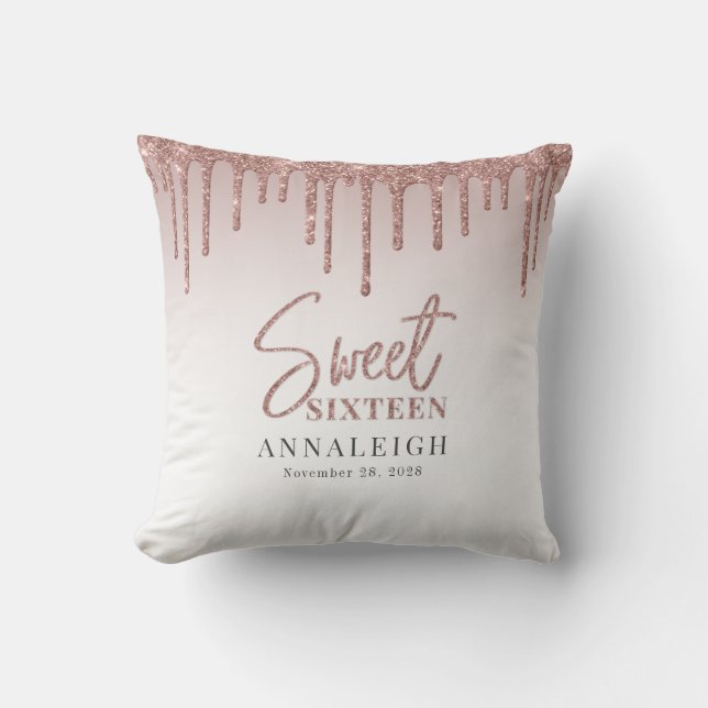 Coussin Sweet 16 Rose Gold 16e fête d'anniversaire (Recto)