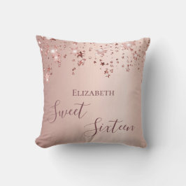 Coussin Sweet 16th seize ado fille 16 étoiles roses or