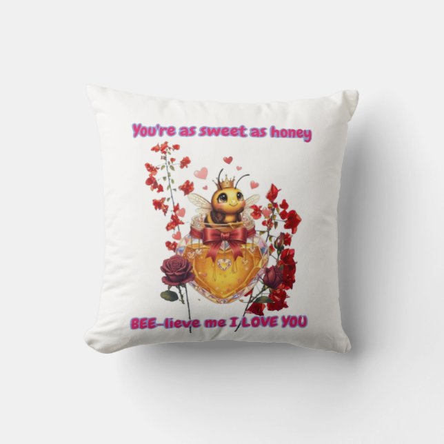 Coussin Sweet BEE mine-BEE lieve me i love you (Recto)