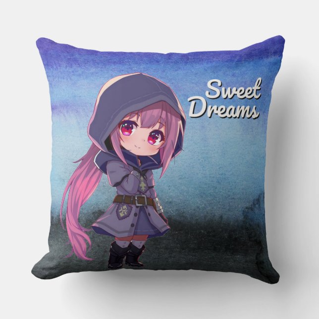 Coussin Sweet Dreams Cute Chibi Girl (Recto)