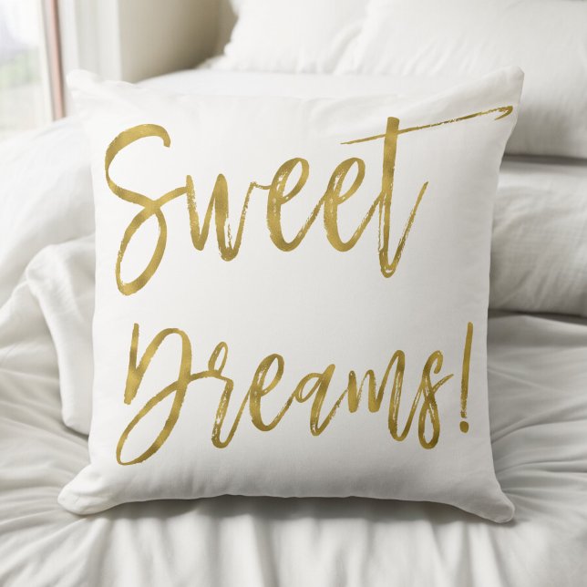 Coussin Sweet Dreams Gold Typographie Inspiration Word (Créateur téléchargé)