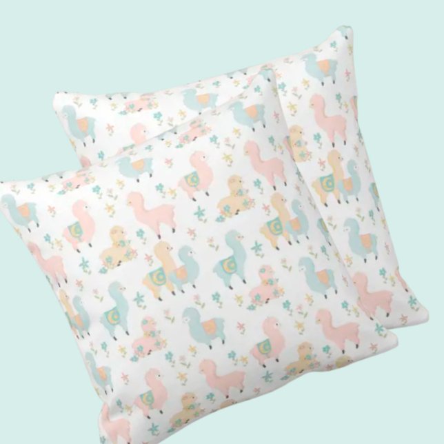 Coussin Sweet Pastel Llamas (Créateur téléchargé)