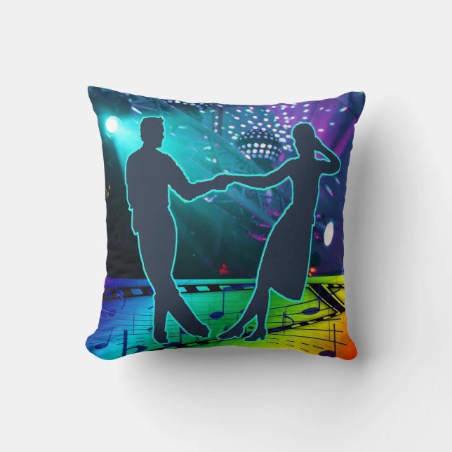 Coussin Swing Dance Couple Stage Luminaires Musique Planch (Recto)