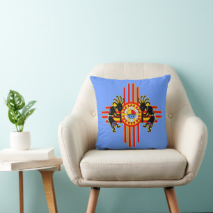 Coussin Symbole 1 de Kachina Zia amérindienne Kokopelli