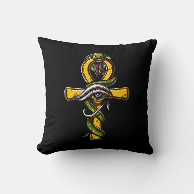 Coussin Symbole antique du serpent égyptien Ankh Eye Of Ho (Recto)