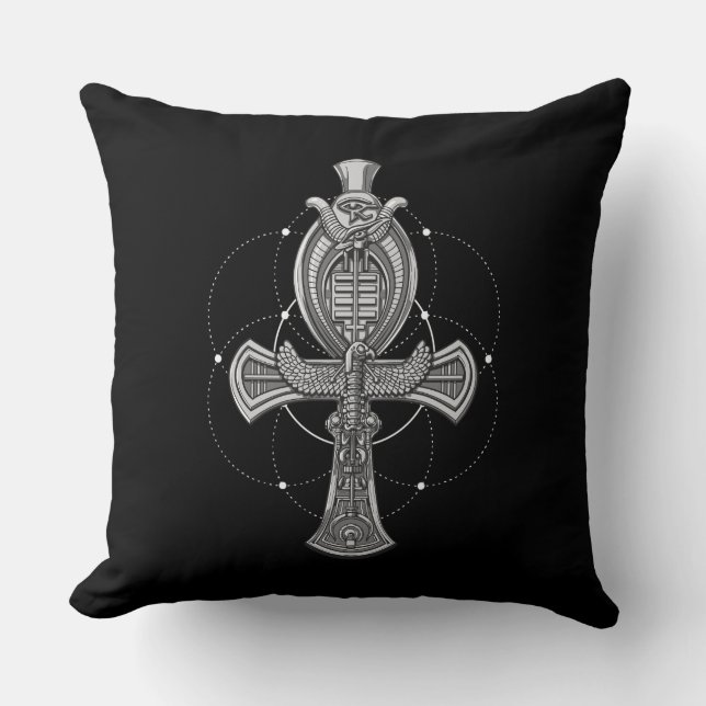Coussin Symbole antique égyptien d'Ankh Cross Oeil de Horu (Recto)