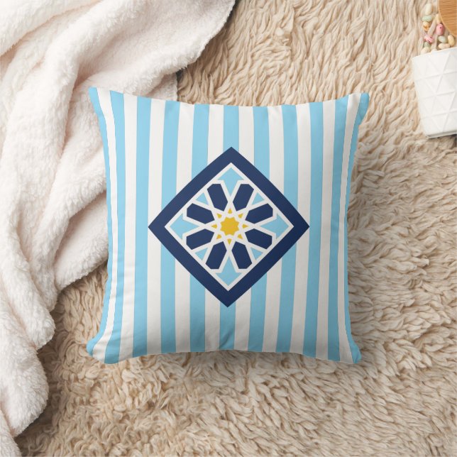 Coussin Symbole bleu bleu marocain Zellige (Couverture)